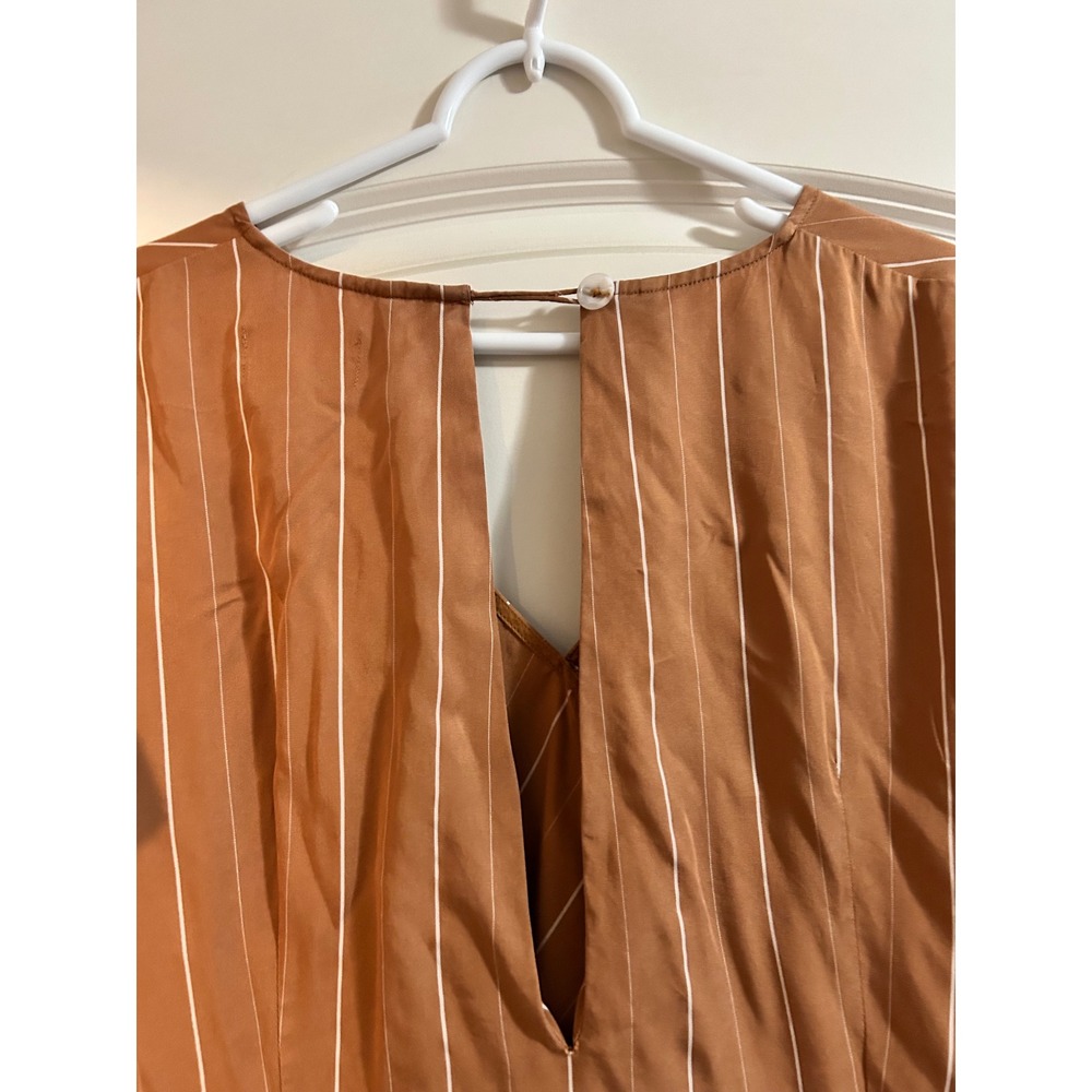 Sancia Women's Brown Striped Tie Front Midi Dress with Pockets Size S - Picture 5 of 7